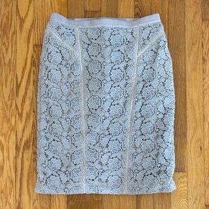 Ann Taylor Elegant Lace Pencil Skirt in Soft Gray